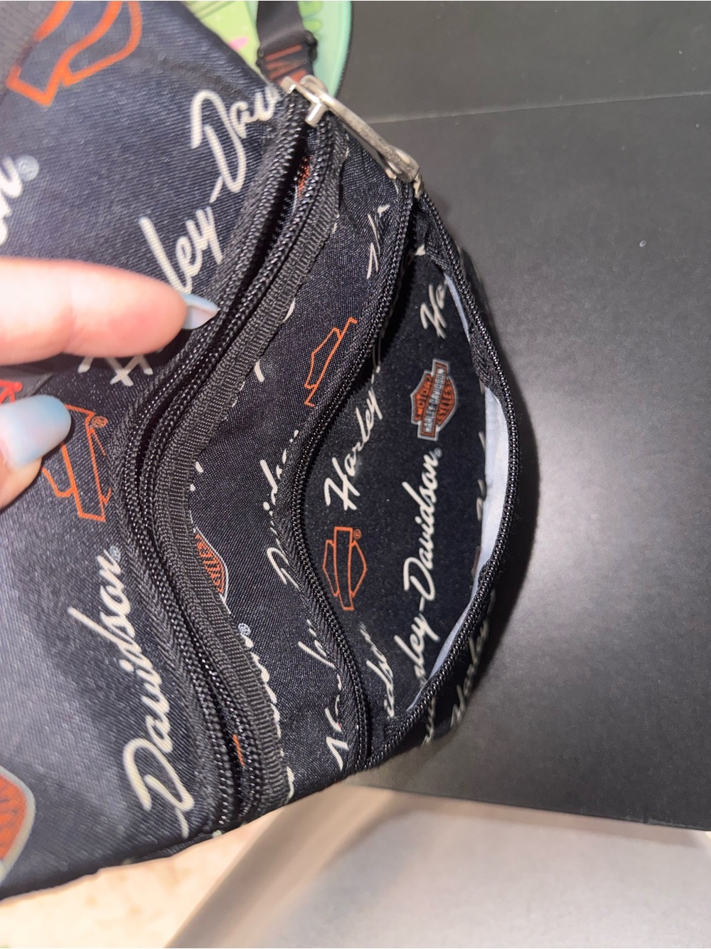 Harley-Davidson Black Crossbody Pouch with Orange Logo Accents - Picture 10 of 10